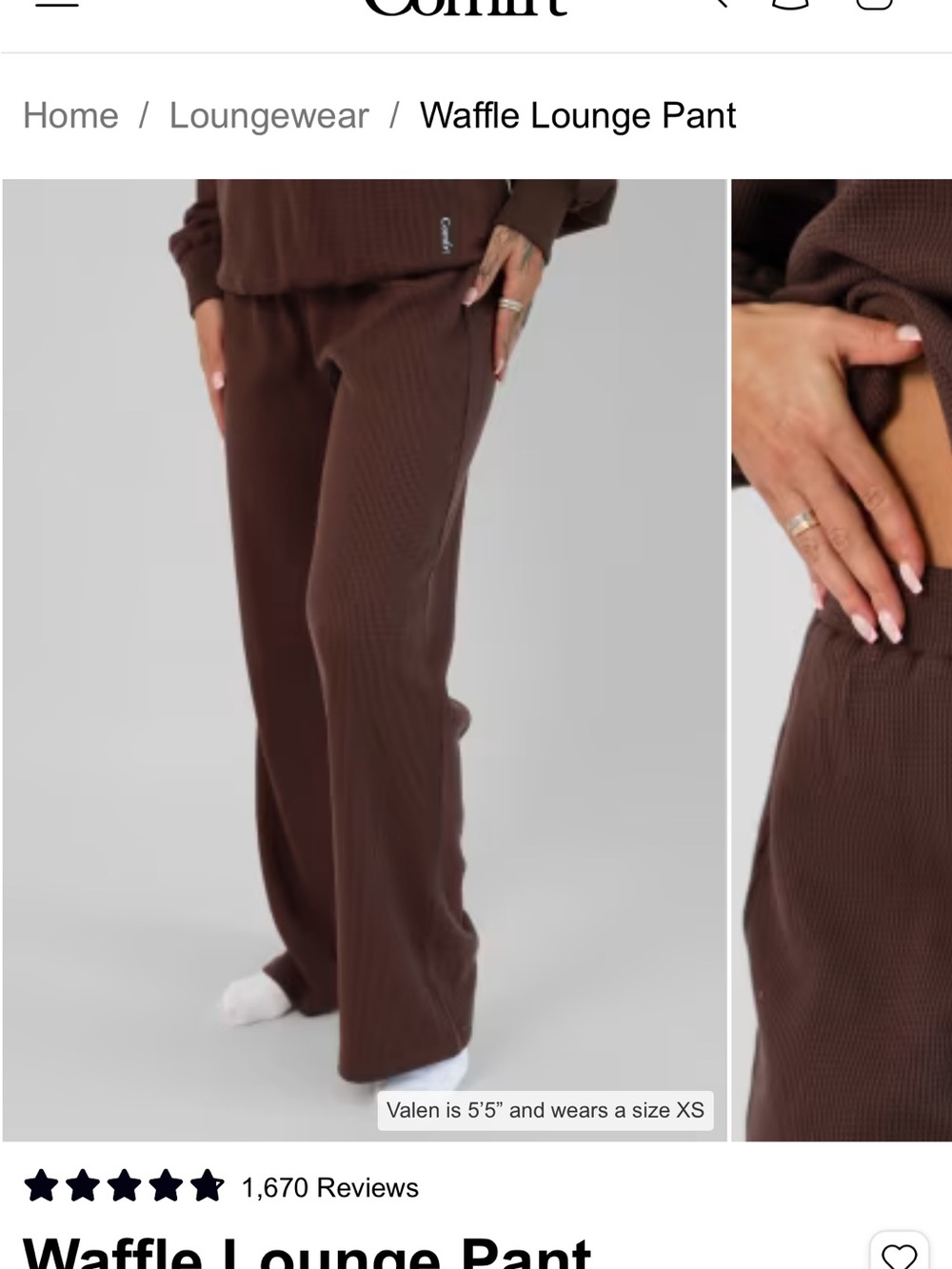 Comfort Waffle Lounge Pant — Brown